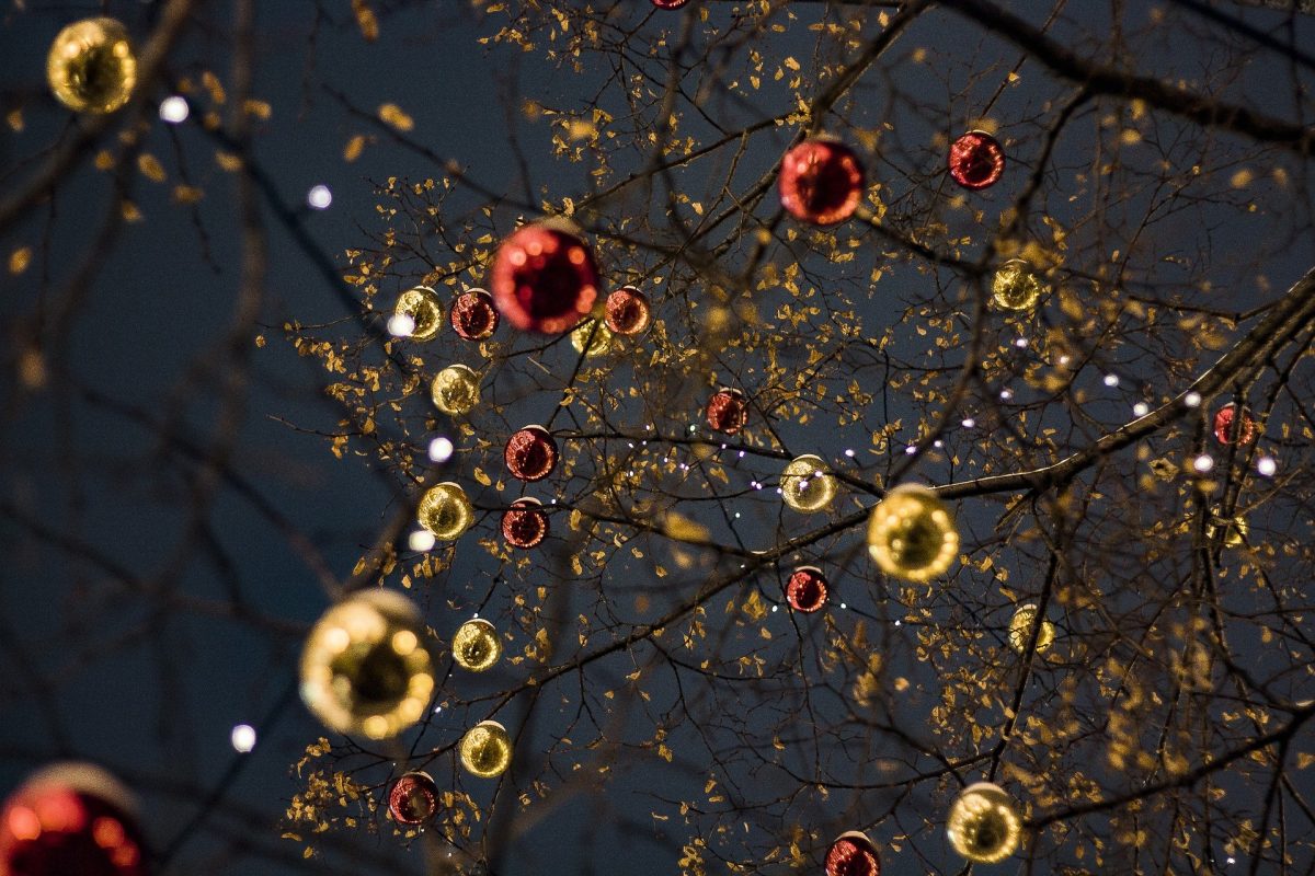 ornaments on trees - new years in Crete